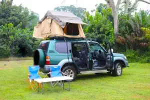 Land Cruiser Prado TX with a Rooftop tent - Cheap 4x4 Car Hire Uganda